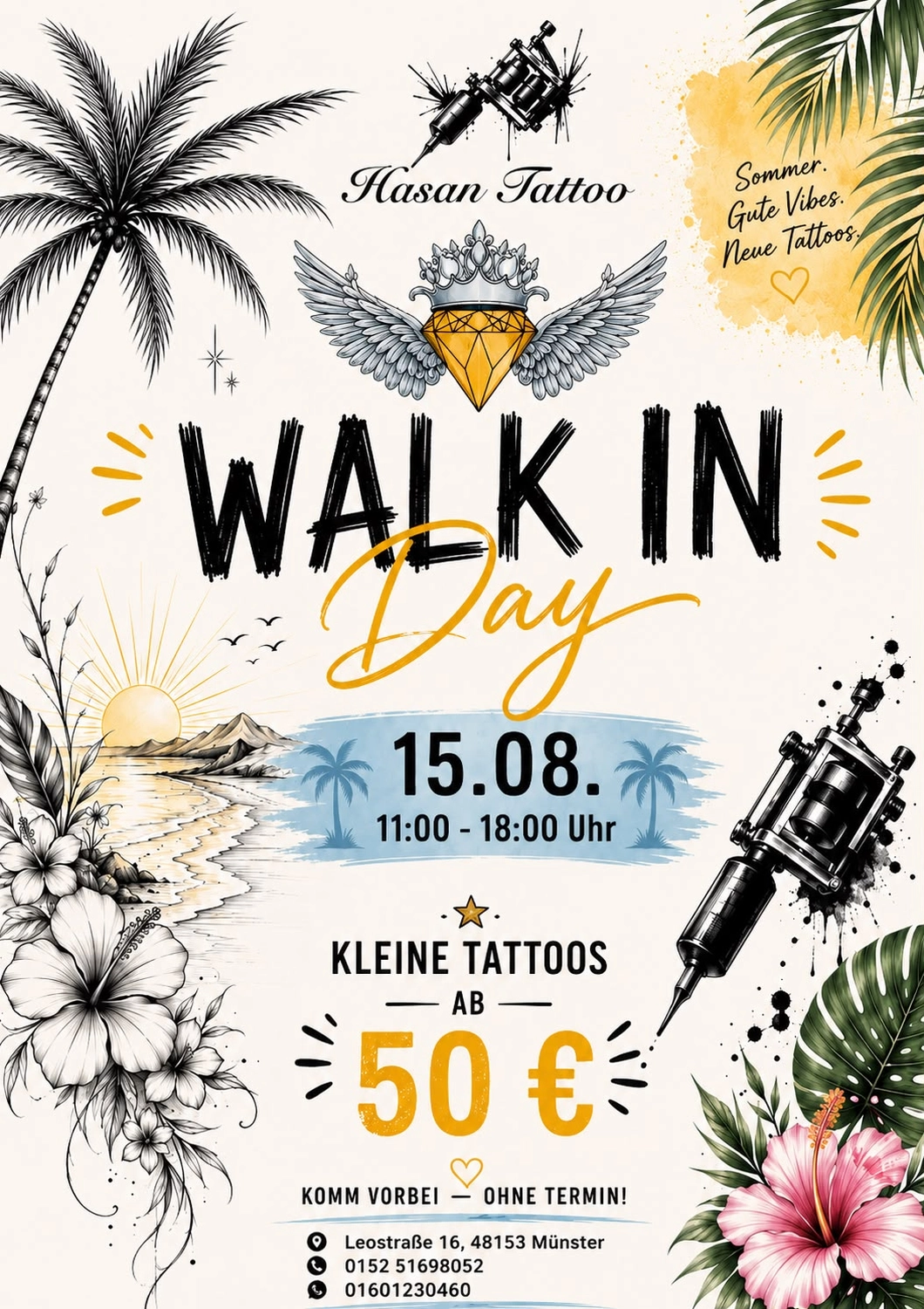 Ankündigung Walk-In-Day von Hasan Tattoo